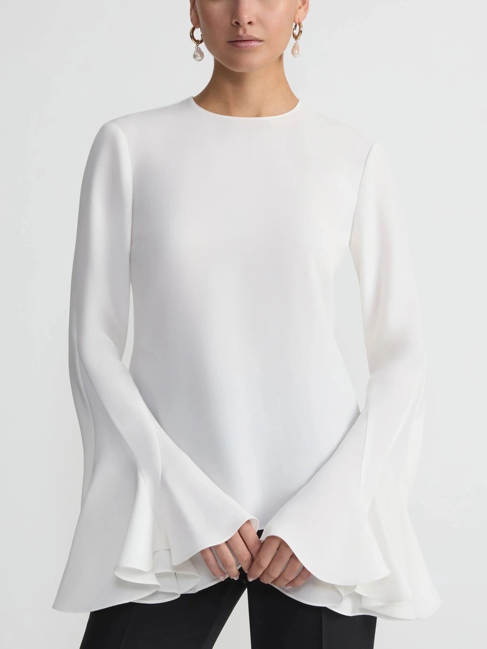 Lafayette 148 New York White Bell-Sleeve Blouse